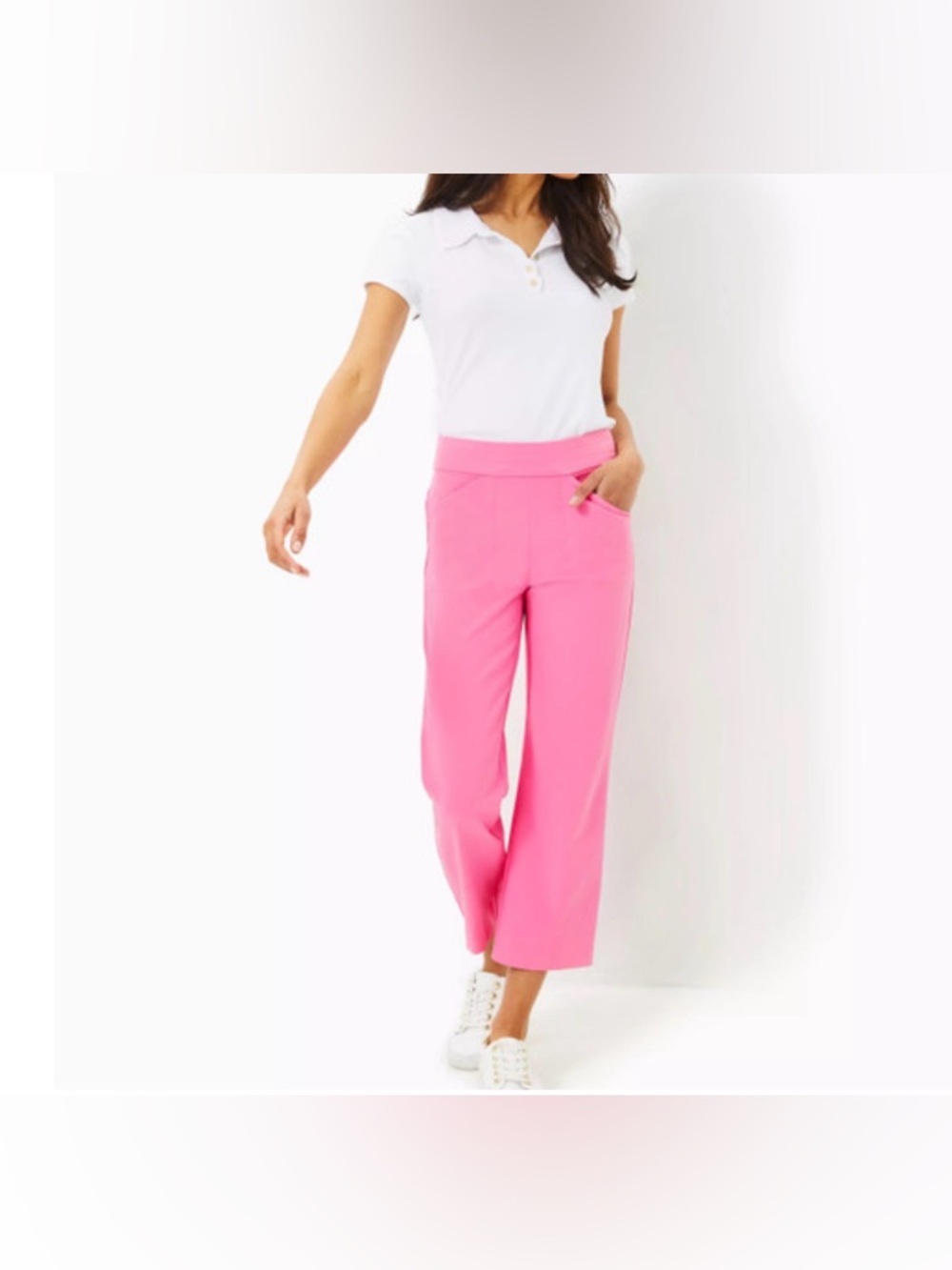 LILLY PULITZER LUXLETIC ALSTON CROP PANT CONFETTI PINK SIZE 00 NWT